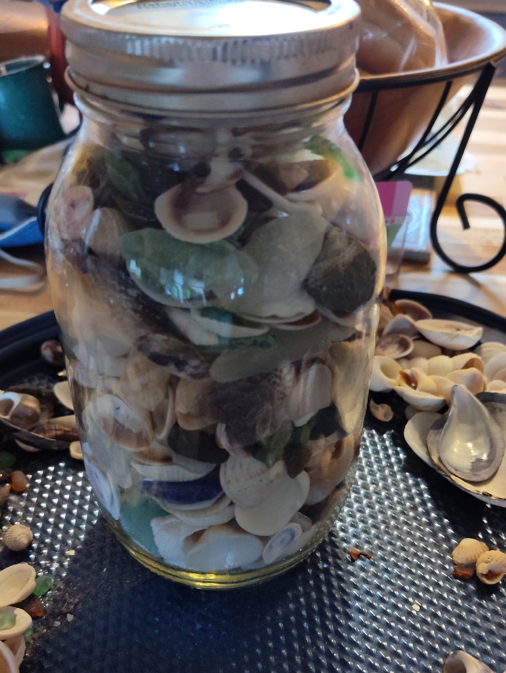 Mason Jar Full Of A Collection Of Sea Shells And Sea Glass With Plenty More - Picture 9 of 9